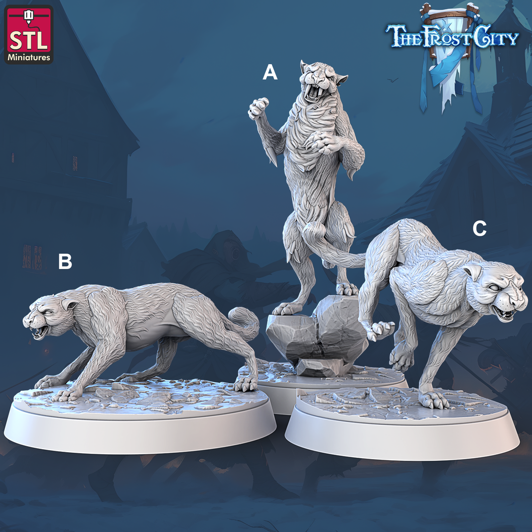 3D Printed STL Miniatures The Frost City Snow Leopards 28 - 32mm War Gaming D&D