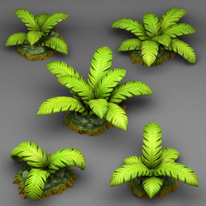 3D Printed Fantastic Plants and Rocks Tropical Island Plants 28mm - 32mm D&D Wargaming
