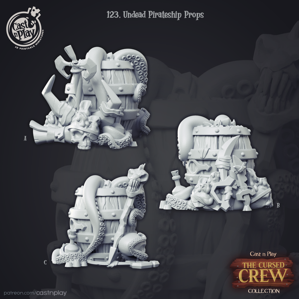 3D Printed Cast n Play Undead Pirate Ship Prop Barrels 28mm 32mm D&D