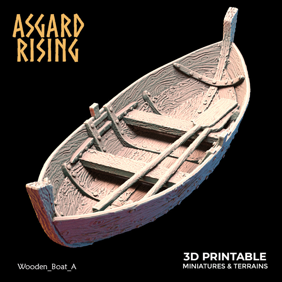 3D Printed Asgard Rising The Coastal Harbor Wooden Boat Set 28 32 mm Wargaming DnD