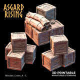 3D Printed Asgard Rising The Coastal Harbor Wooden Crates 28 32 mm Wargaming DnD