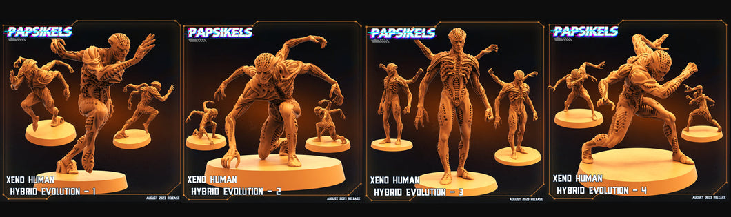 3D Printed Papsikels August 2023 - Xenowars Genesis Xeno Human Hybrid Evolution Set 28mm 32mm
