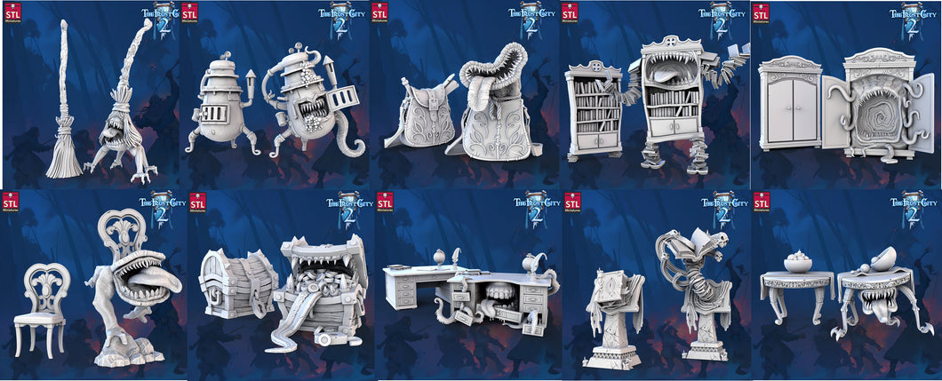 3D Printed STL Miniatures Mimics Set The Frost City 2 28 - 32mm War Gaming D&D
