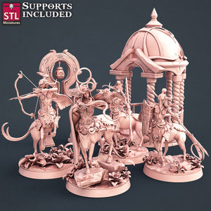 3D Printed STL Miniatures Elf Centaurs Set 28 - 32mm War Gaming D&D