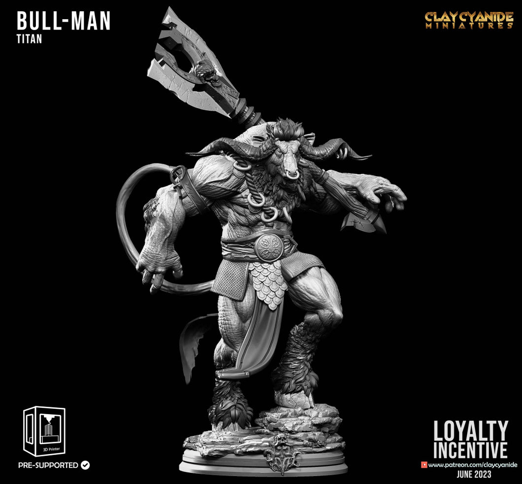 3D Printed Clay Cyanide Bull Man Titan 28 32 mm D&D
