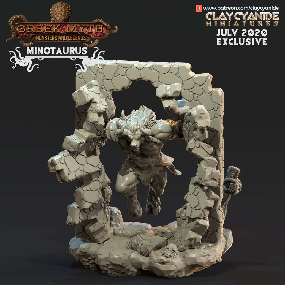 3D Printed Clay Cyanide Minotaurus Greek Mythology Part 2 28 32 mm D&D
