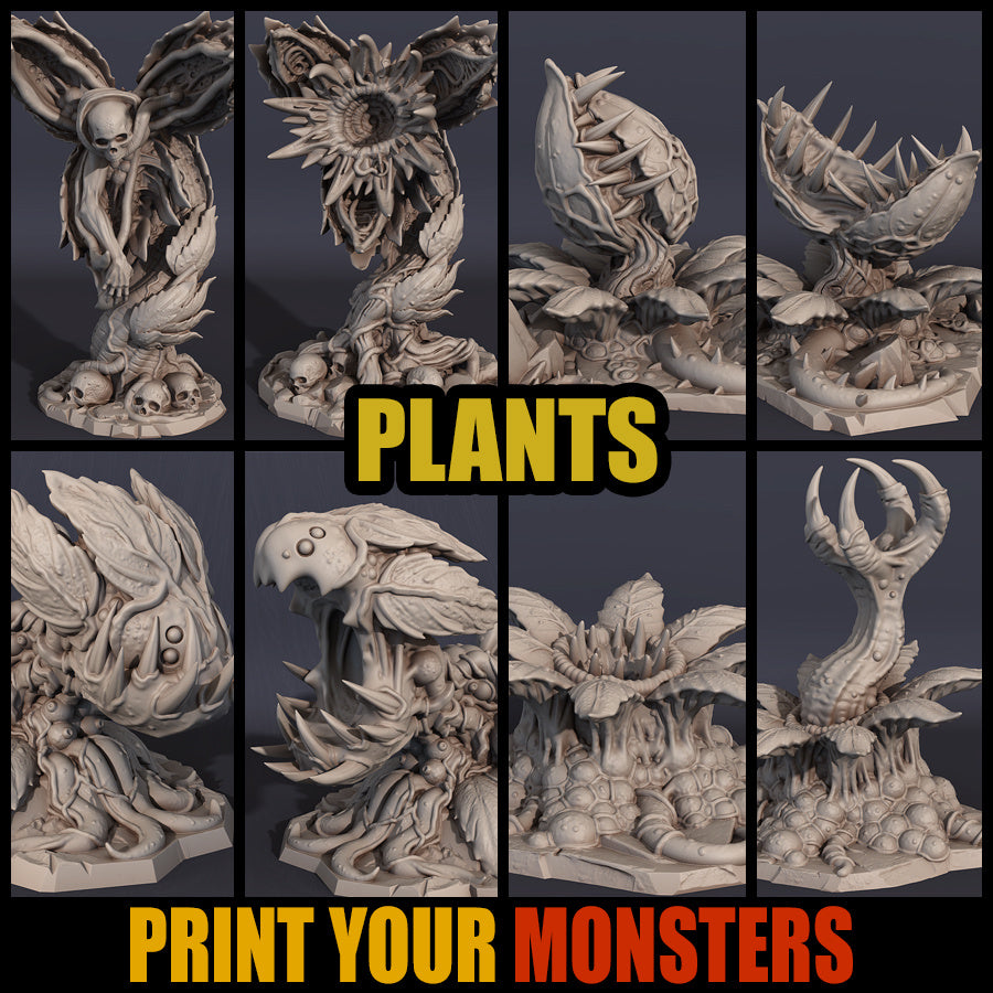 3D Printed Print Your Monsters Round Plant 2 Carnivorous Plants Set 28mm - 32mm D&D Wargaming