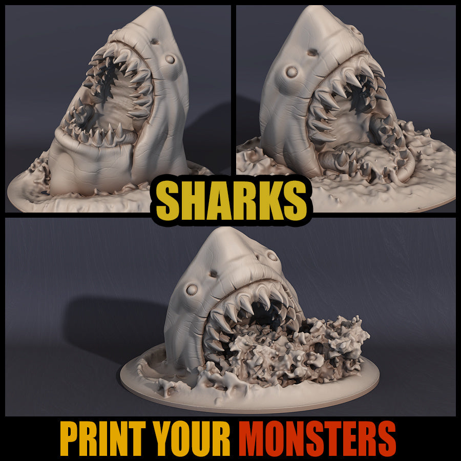 3D Printed Print your Monster Shark 28 32mm D&D