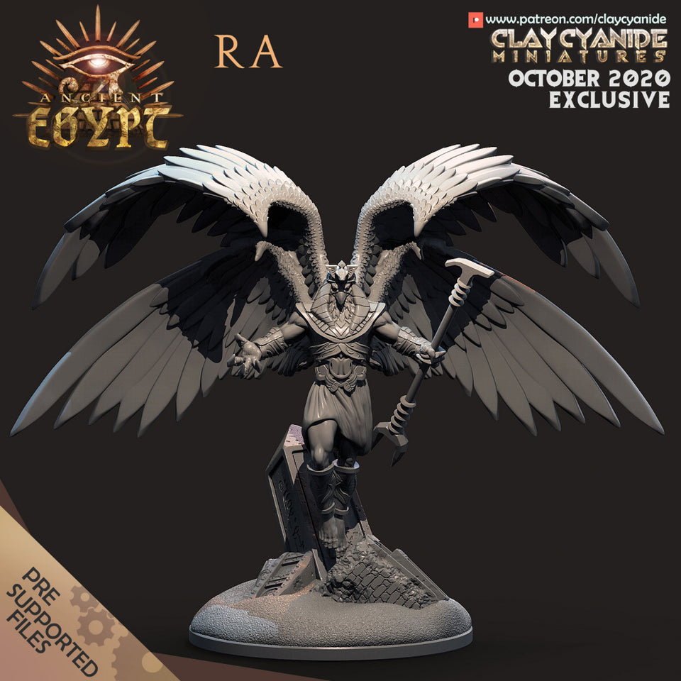 3D Printed Clay Cyanide Ra Egyptian Mythology 28 32 mm D&D