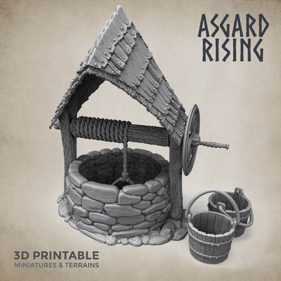 3D Printed Asgard Rising Roof Water Well 28 32 mm Wargaming DnD