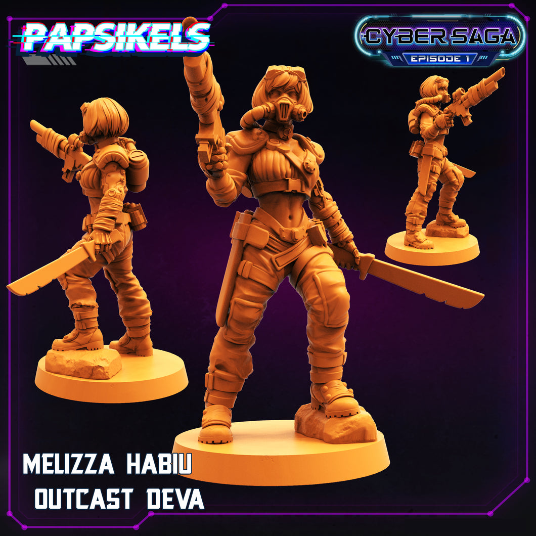 3D Printed Papsikels Cyberpunk Sci-Fi Melizza Habiu Outcast Deva Cyber Saga - 28mm 32mm