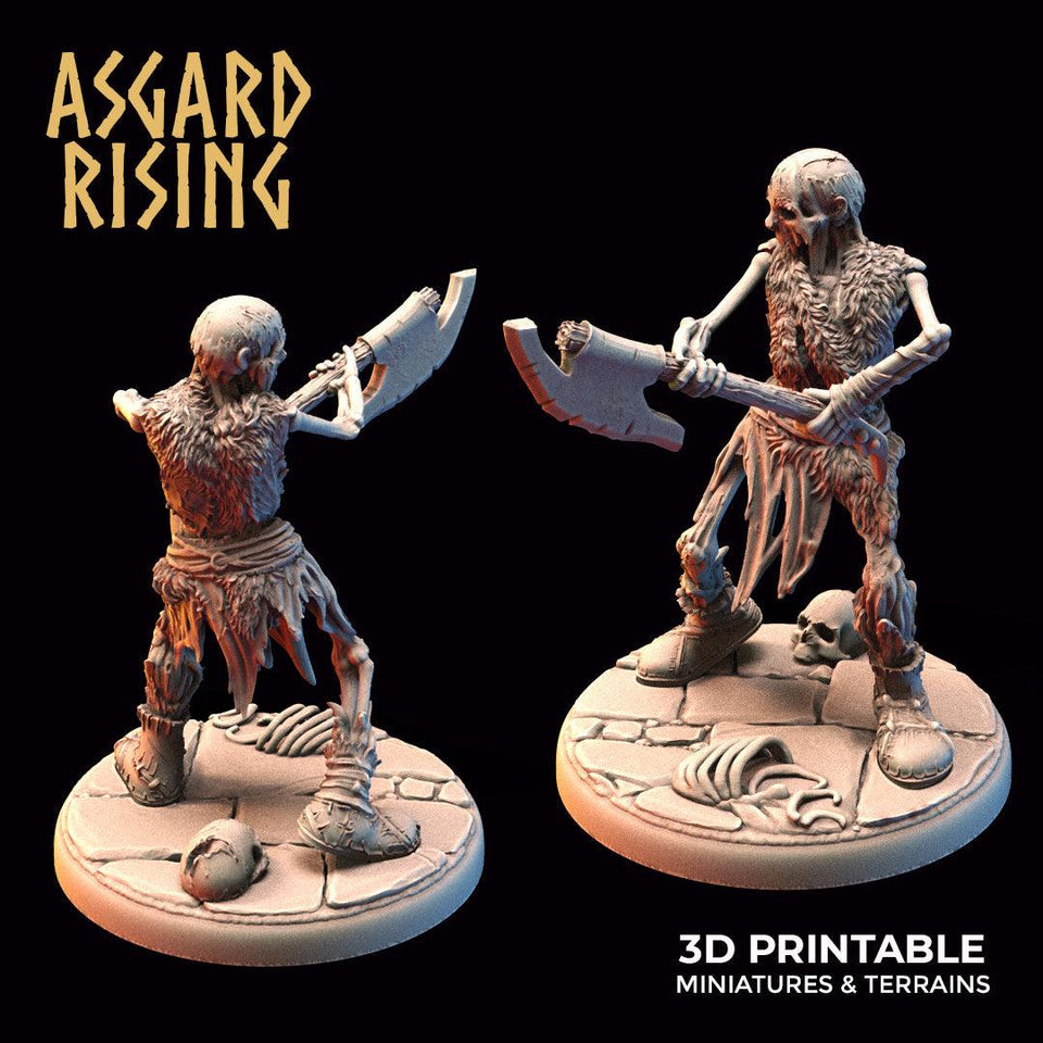3D Printed Asgard Rising Draugr - Undead Skeleton Warriors Set 28mm - 32mm - Charming Terrain