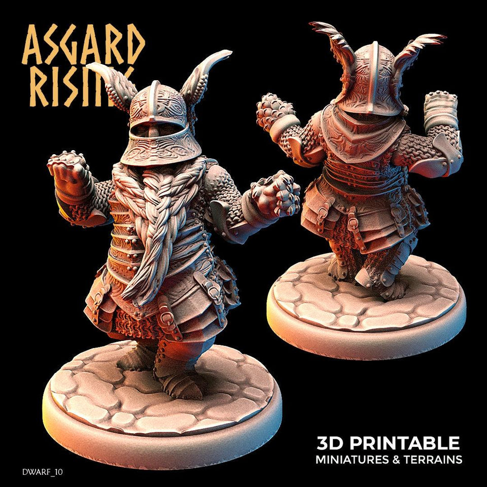 3D Printed Asgard Rising Dwarf Full Plate Warrior Warband Set 28mm - 32mm - Charming Terrain