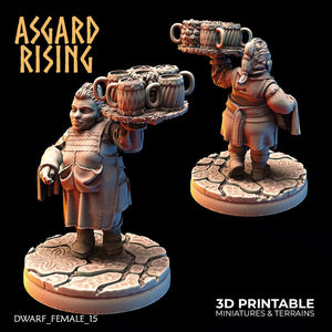 3D Printed Asgard Rising Female Dwarven Townsfolk Modular Set 28mm - 32mm - Charming Terrain