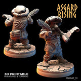3D Printed Asgard Rising Male Dwarven Townsfolk Modular Set 28mm - 32mm - Charming Terrain