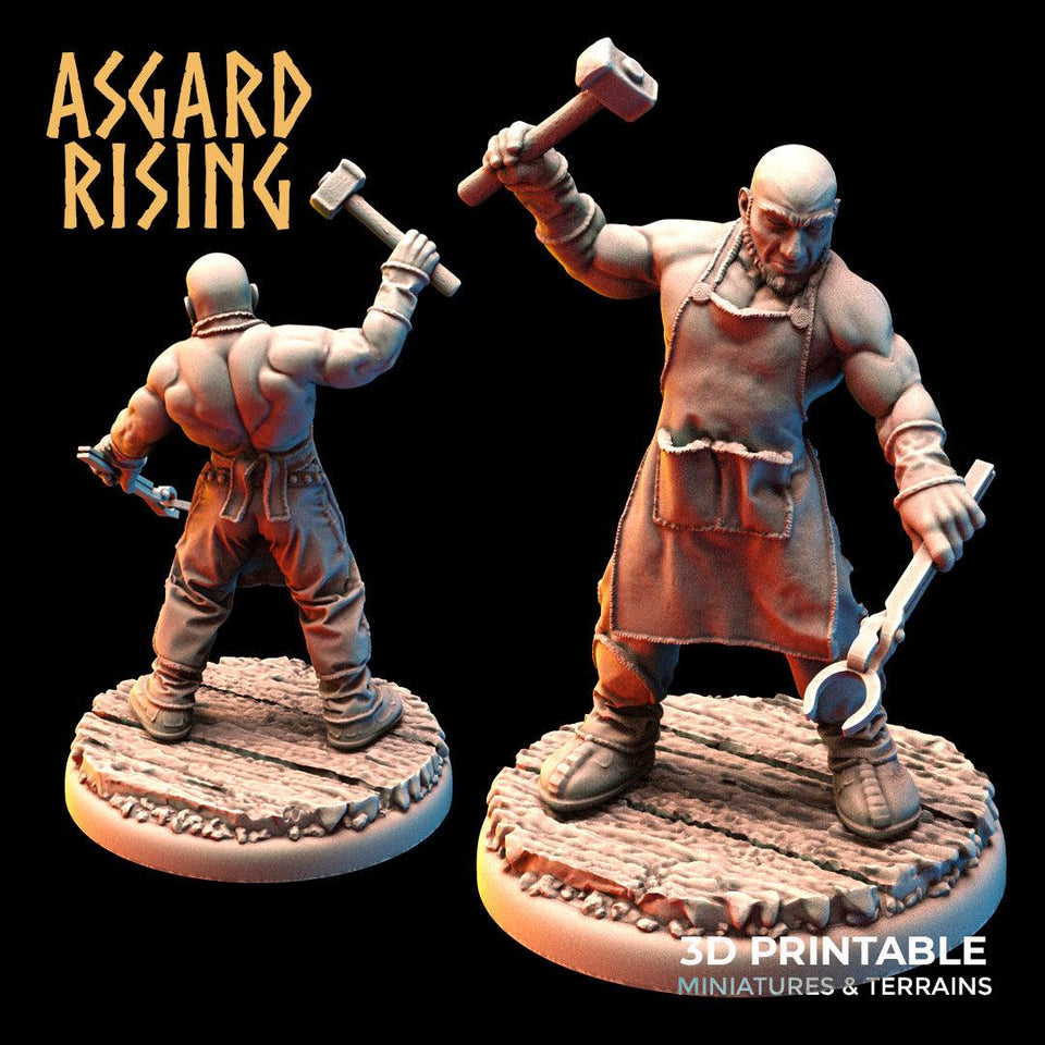 3D Printed Asgard Rising Riddle of Steel Diorama Blacksmith 28mm 32mm Ragnarok D&D - Charming Terrain