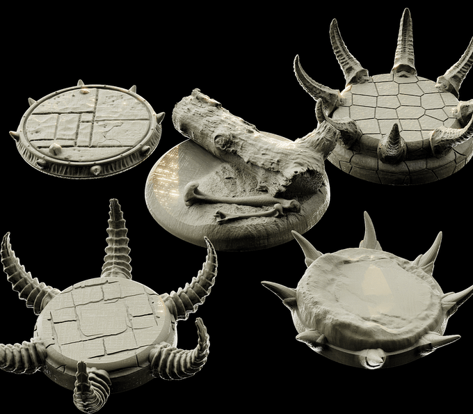3D Printed Bestiary Vol. 4 Nafarrate Monster Round Bases Set 25 28 32 35mm D&D - Charming Terrain