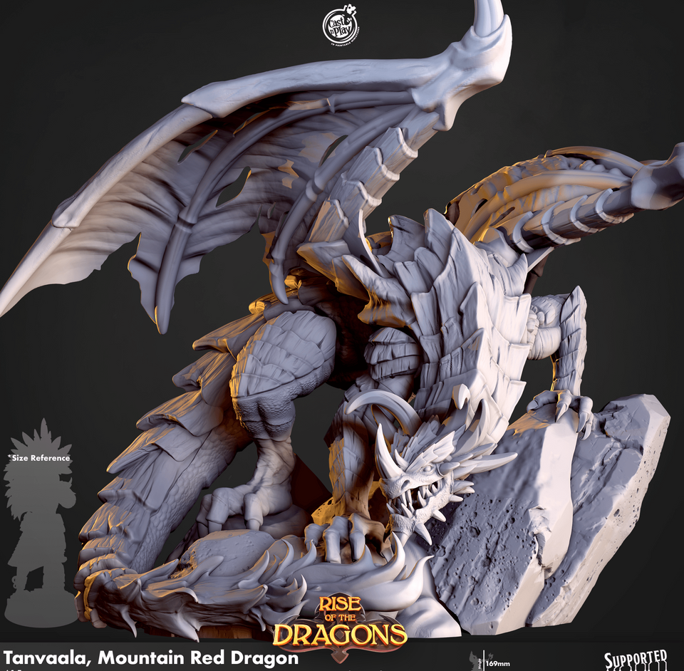 3D Printed Cast n Play Tanvaala Mountain Red Dragon Rise of the Dragons 28 32mm D&D - Charming Terrain