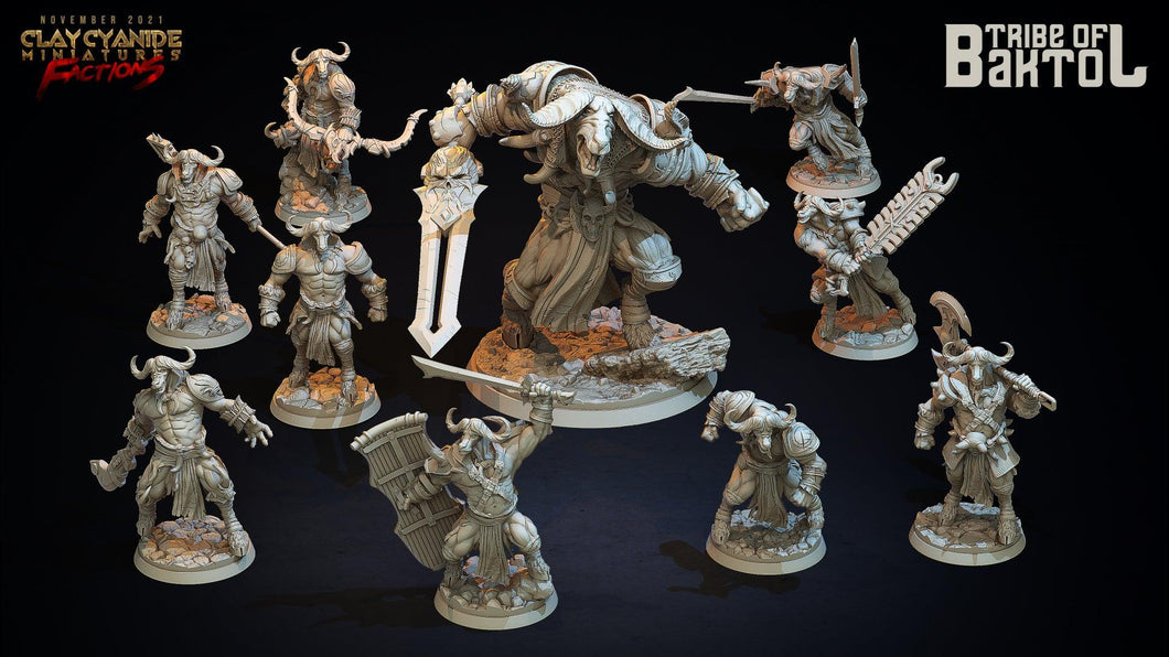 3D Printed Clay Cyanide Baktols Bull Minitours Factions Ragnarok D&D - Charming Terrain