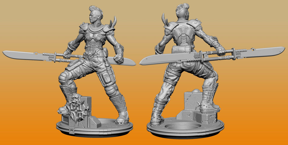 3D Printed Clay Cyanide Large Figure Lady Apokalypse Ragnarok D&D - Charming Terrain