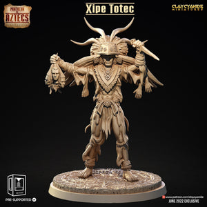 3D Printed Clay Cyanide Xipe Totec Pantheon of Aztecs Ragnarok D&D - Charming Terrain