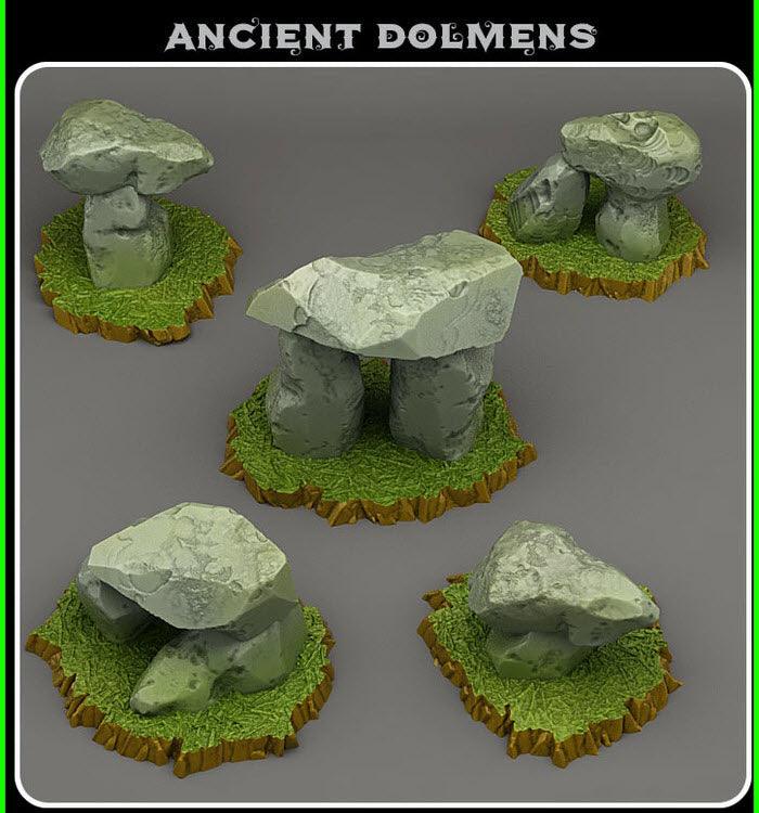 3D Printed Fantastic Plants and Rocks Ancient Dolmens 28mm - 32mm D&D Wargaming - Charming Terrain