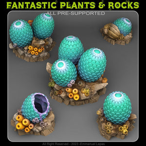 3D Printed Fantastic Plants and Rocks Leviathan Eggs 28mm - 32mm D&D Wargaming - Charming Terrain