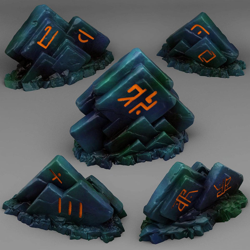 3D Printed Fantastic Plants and Rocks Magic Square Rocks 28mm - 32mm D&D Wargaming - Charming Terrain