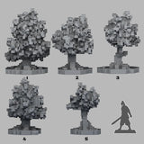 3D Printed Fantastic Plants and Rocks Pixel Trees 28mm - 32mm D&D Wargaming - Charming Terrain