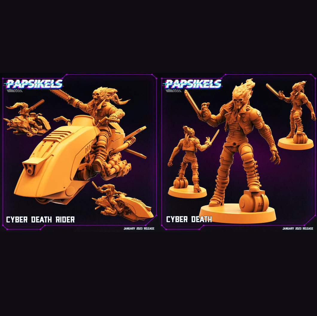 3D Printed Papsikels Cyberpunk Sci-Fi Cyber Death Rider 28mm 32mm - Charming Terrain