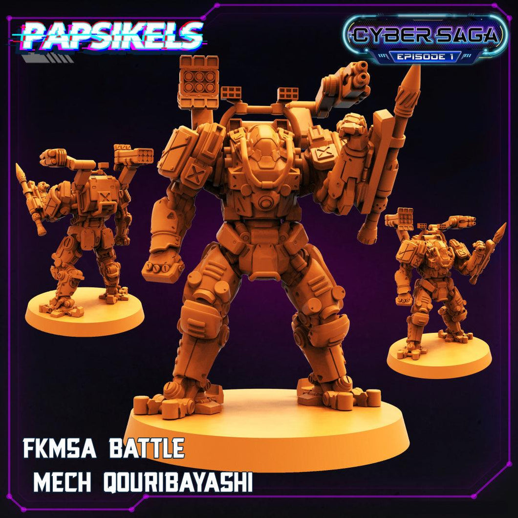 3D Printed Papsikels Cyberpunk Sci-Fi Fkmsa Battle Mech Qouribayashi Cyber Saga - 28mm 32mm - Charming Terrain