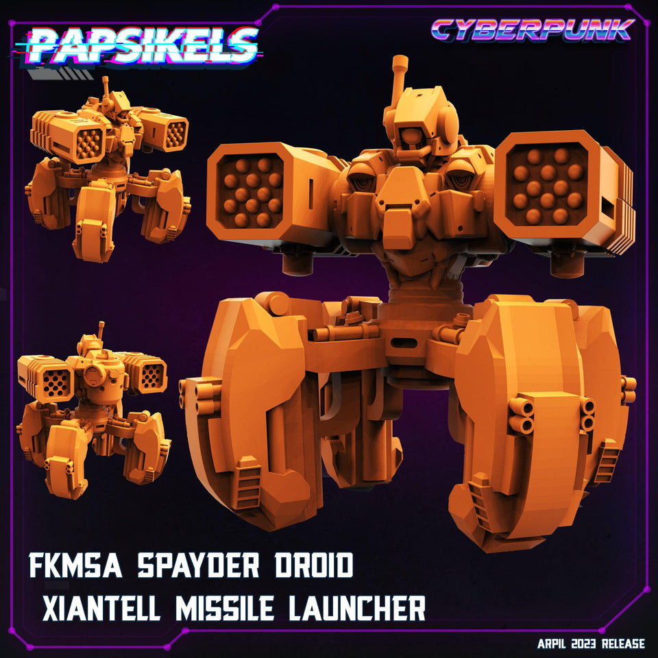 3D Printed Papsikels Cyberpunk Sci-Fi - Fkmsa Spayder Droid Xiantell Missile Launcher- 28mm 32mm - Charming Terrain