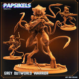 3D Printed Papsikels Cyberpunk Sci-Fi Grey Kind Outworld Invaders Set - 28mm 32mm - Charming Terrain