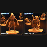 3D Printed Papsikels Cyberpunk Sci-Fi Horned Alien Set - 28mm 32mm - Charming Terrain