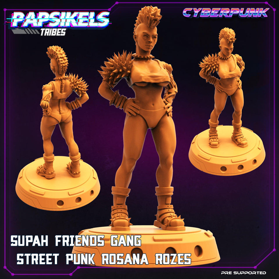 3D Printed Papsikels Cyberpunk Sci-Fi Patalim Gang Street Punk Rosana Rozes - 28mm 32mm - Charming Terrain
