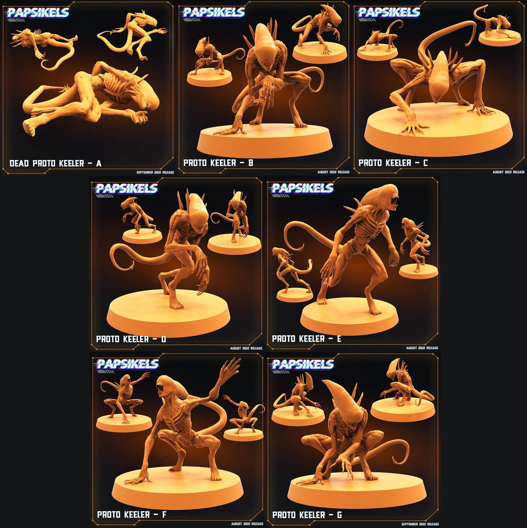 3D Printed Papsikels Cyberpunk Sci-Fi Proto Keeler Set - 28mm 32mm - Charming Terrain