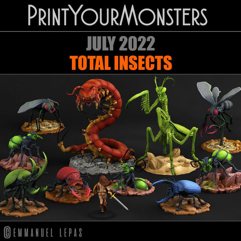 3D Printed Print Your Monsters Giant Centipede Total Insects 28mm - 32mm D&D Wargaming - Charming Terrain