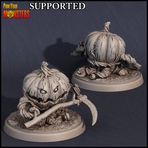 3D Printed Print Your Monsters Small Pumpkin Soldier Scythe Pumpkins Attack Pack 28mm - 32mm D&D Wargaming - Charming Terrain