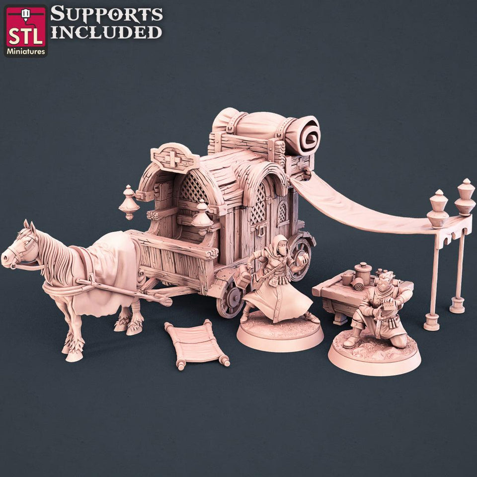 3D Printed STL Miniatures Battlefield Medic Set 28mm - 32mm War Gaming D&D - Charming Terrain