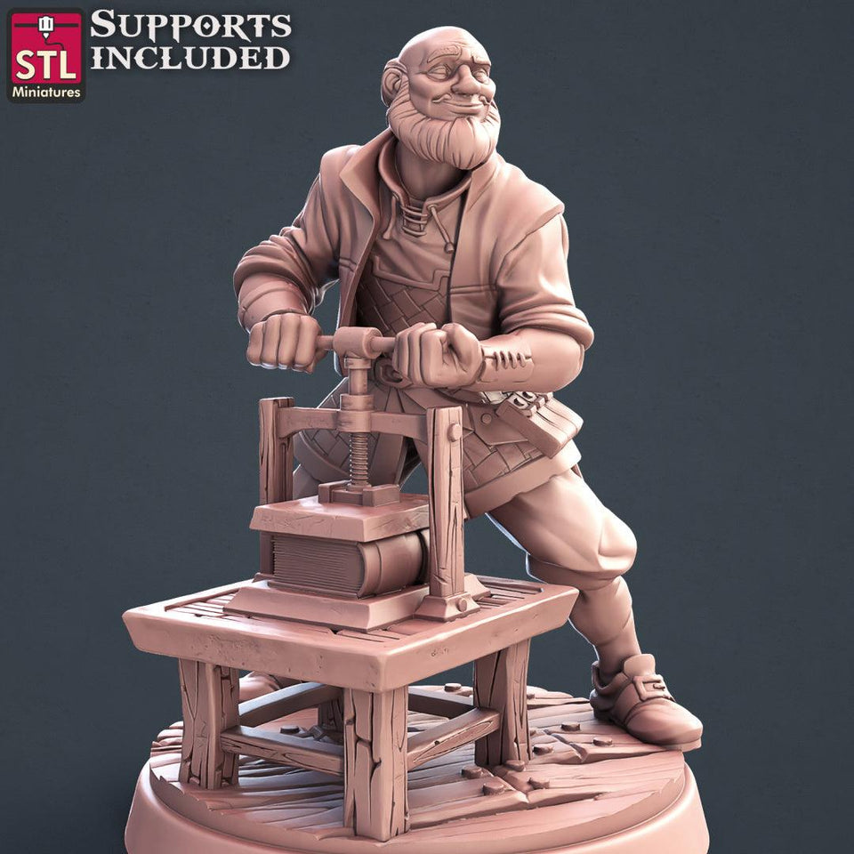 3D Printed STL Miniatures Bookbinder Set 28mm - 32mm War Gaming D&D - Charming Terrain