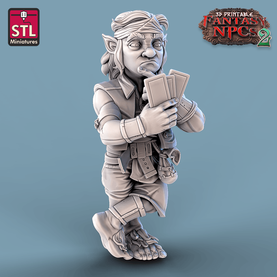 3D Printed STL Miniatures Card Players Set Fantasy NPC 2 | 28 - 32mm War Gaming D&D - Charming Terrain