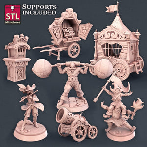 3D Printed STL Miniatures Carnival Set 28mm - 32mm War Gaming D&D - Charming Terrain