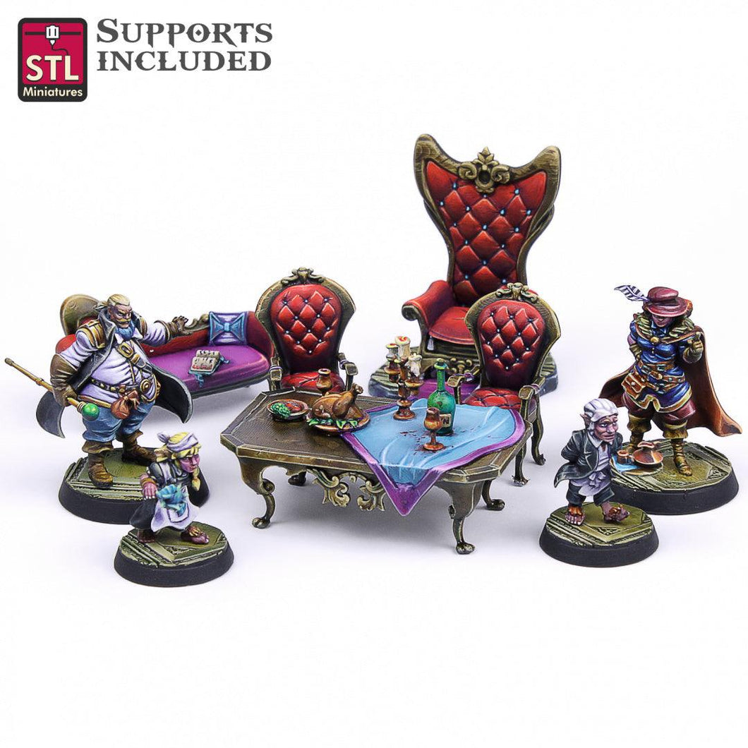 3D Printed STL Miniatures Guild Masters Set 28mm - 32mm War Gaming D&D - Charming Terrain