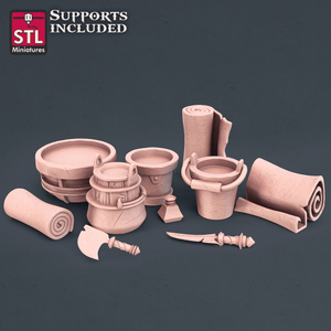 3D Printed STL Miniatures Leather Worker Set 28mm - 32mm War Gaming D&D - Charming Terrain