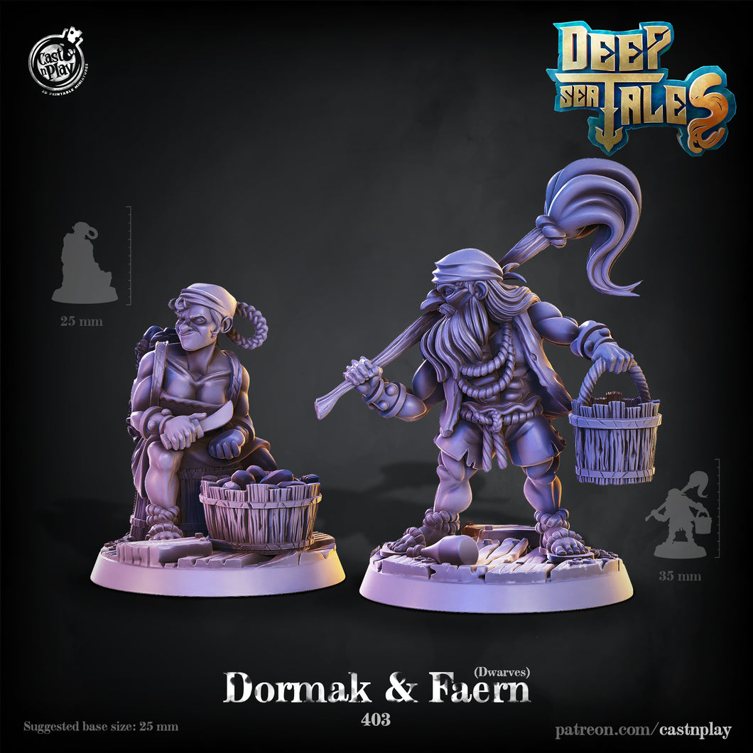 3D Printed Cast n Play Dormak and Faern Dwarves Deep Sea Tales 28mm 32mm D&D