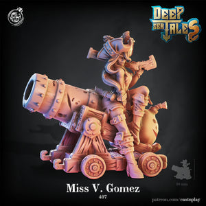 3D Printed Cast n Play Miss V. Gomez Deep Sea Tales 28 32mm D&D