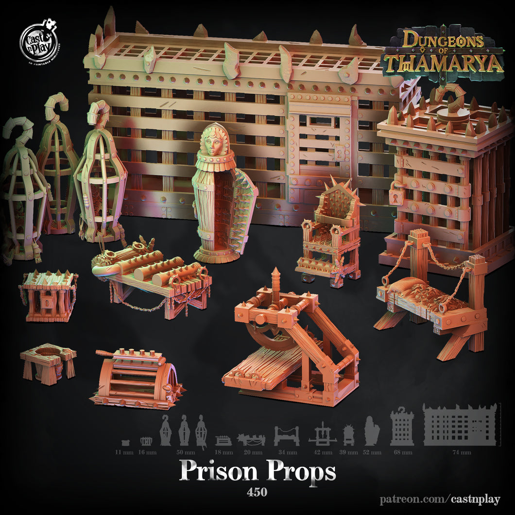 3D Printed Cast n Play Prision Props Dungeons of Thamarya 28mm 32mm D&D
