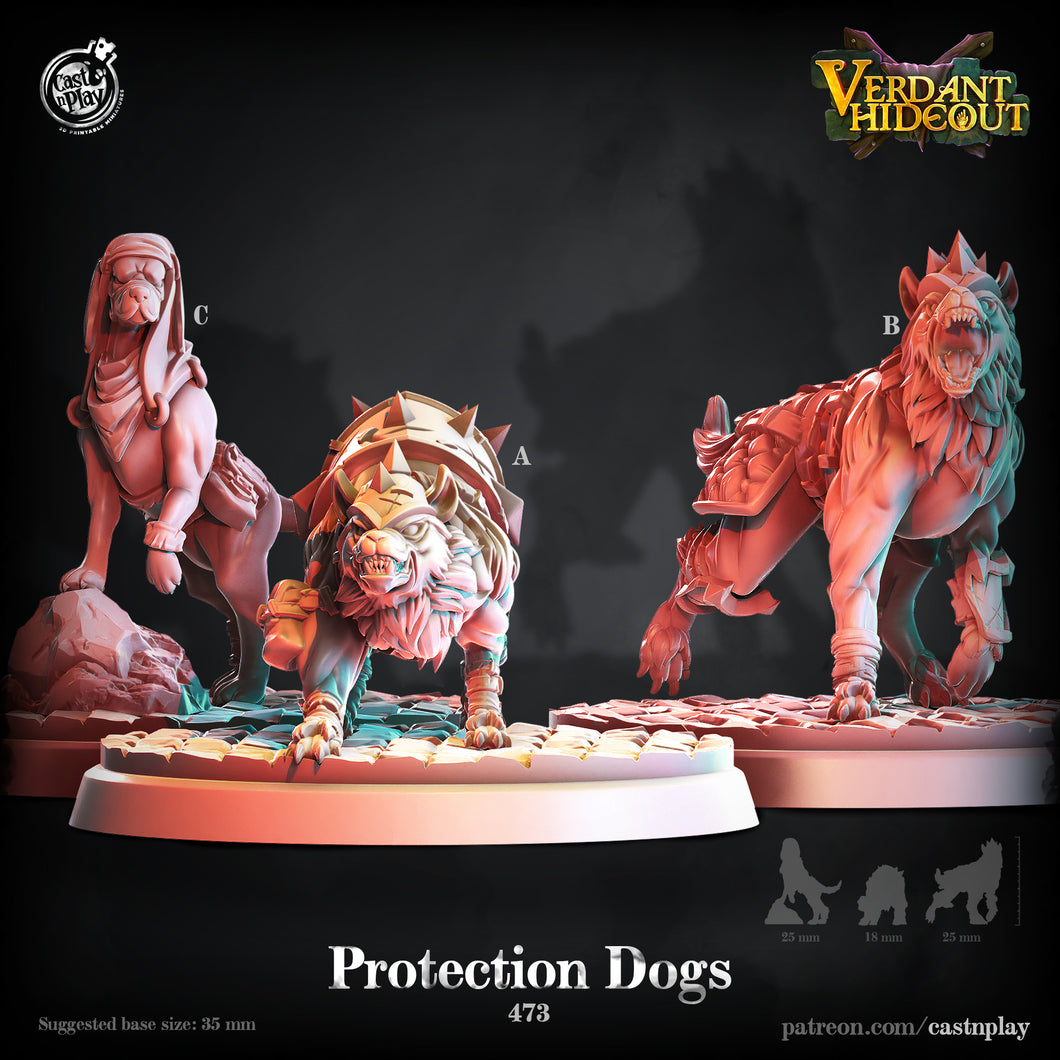 3D Printed Cast n Play Protection Dogs Verdant Hideout 28 32mm D&D