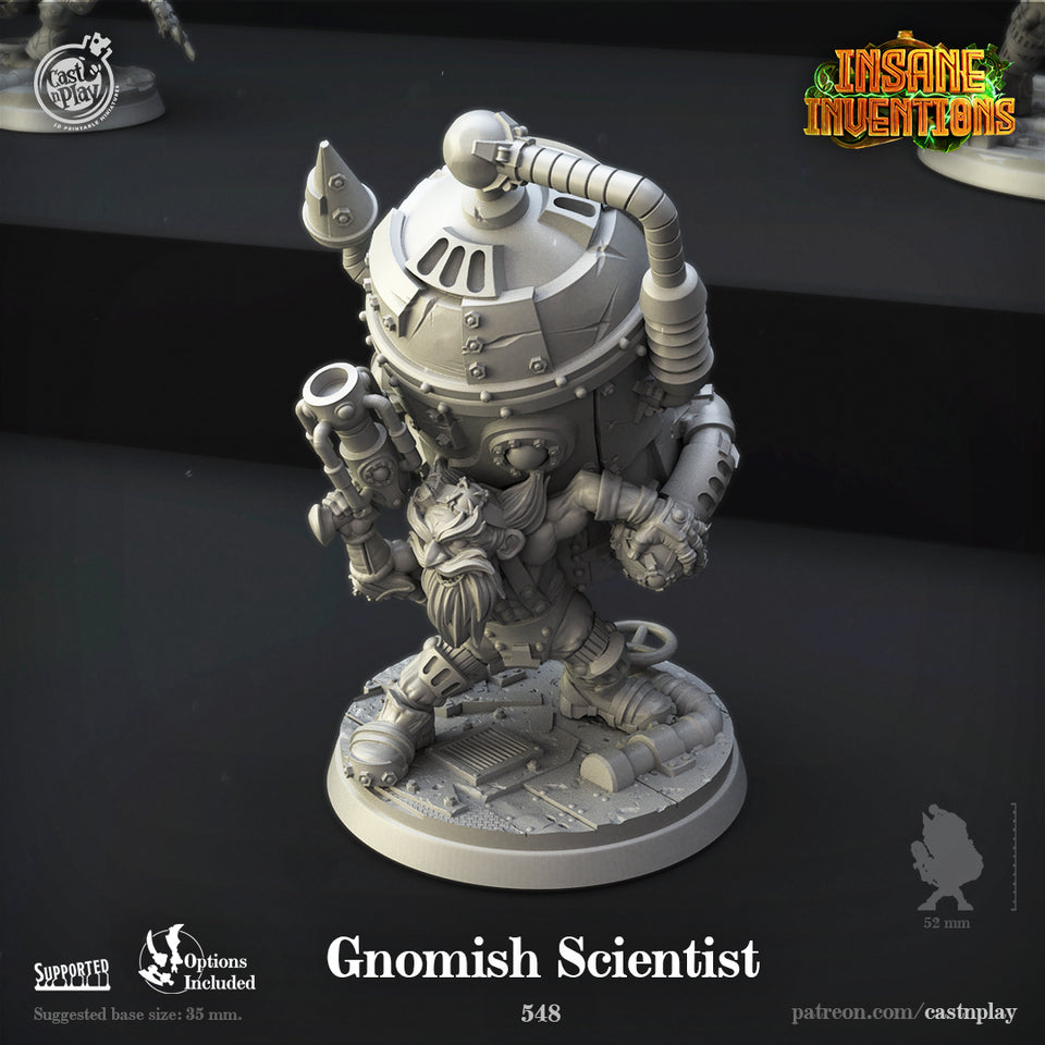 3D Printed Cast n Play Gnomish Scientist Insane Inventions 28mm 32mm D&D