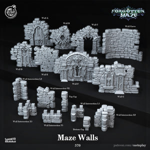 3D Printed Cast n Play Maze Walls Forgotten Maze 28mm 32mm D&D